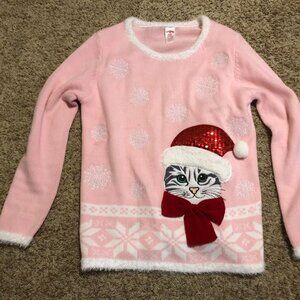 Holiday Time Cat Kitty Kitten Sweater Size Small Christmas